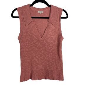 Jamison Womens XSmall XS Pink Becca Collar Polo Pullover Top Knit Split V Neck